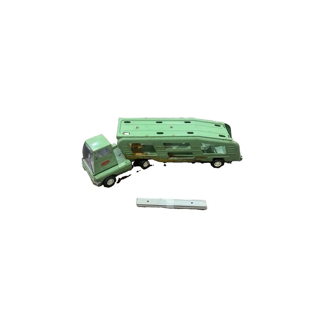Vtg 1960's Tonka Sea Foam Mint Green Pressed Steel Car Carrier Hauler Truck